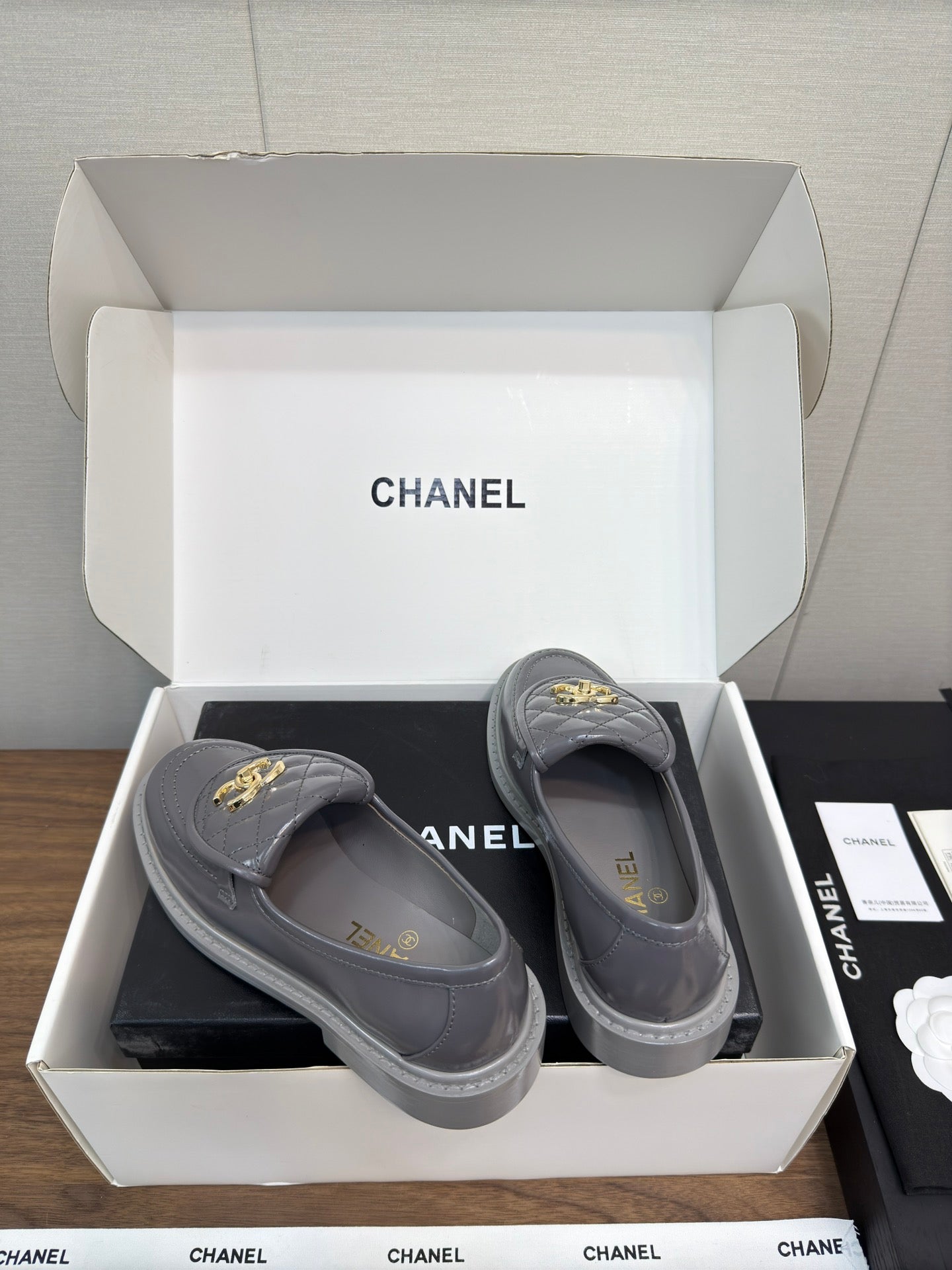 MOCCASIN 2.5 CM IN MOUSE GRAY PREMIUM LAMBSKIN