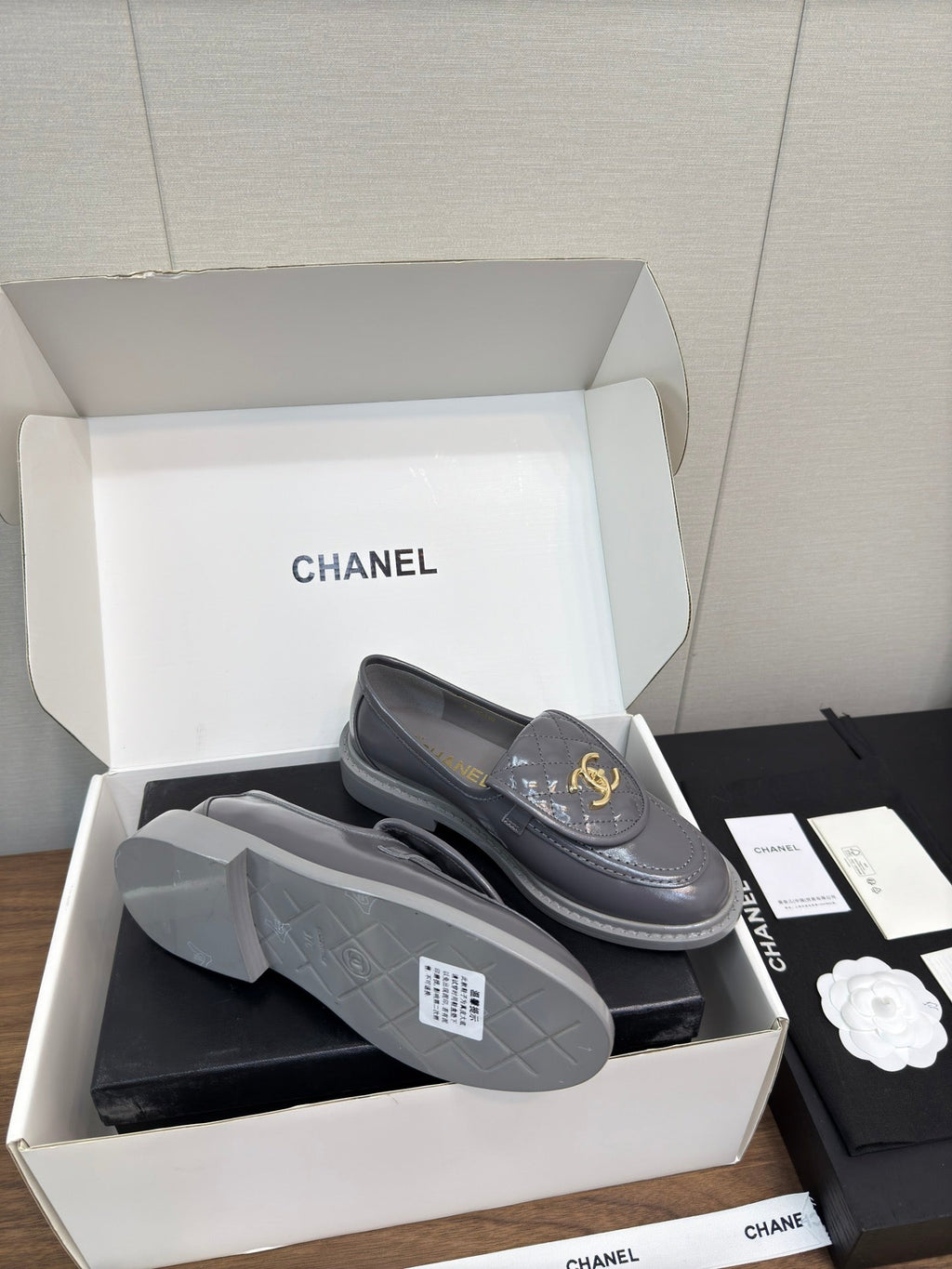 MOCCASIN 2.5 CM IN MOUSE GRAY PREMIUM LAMBSKIN