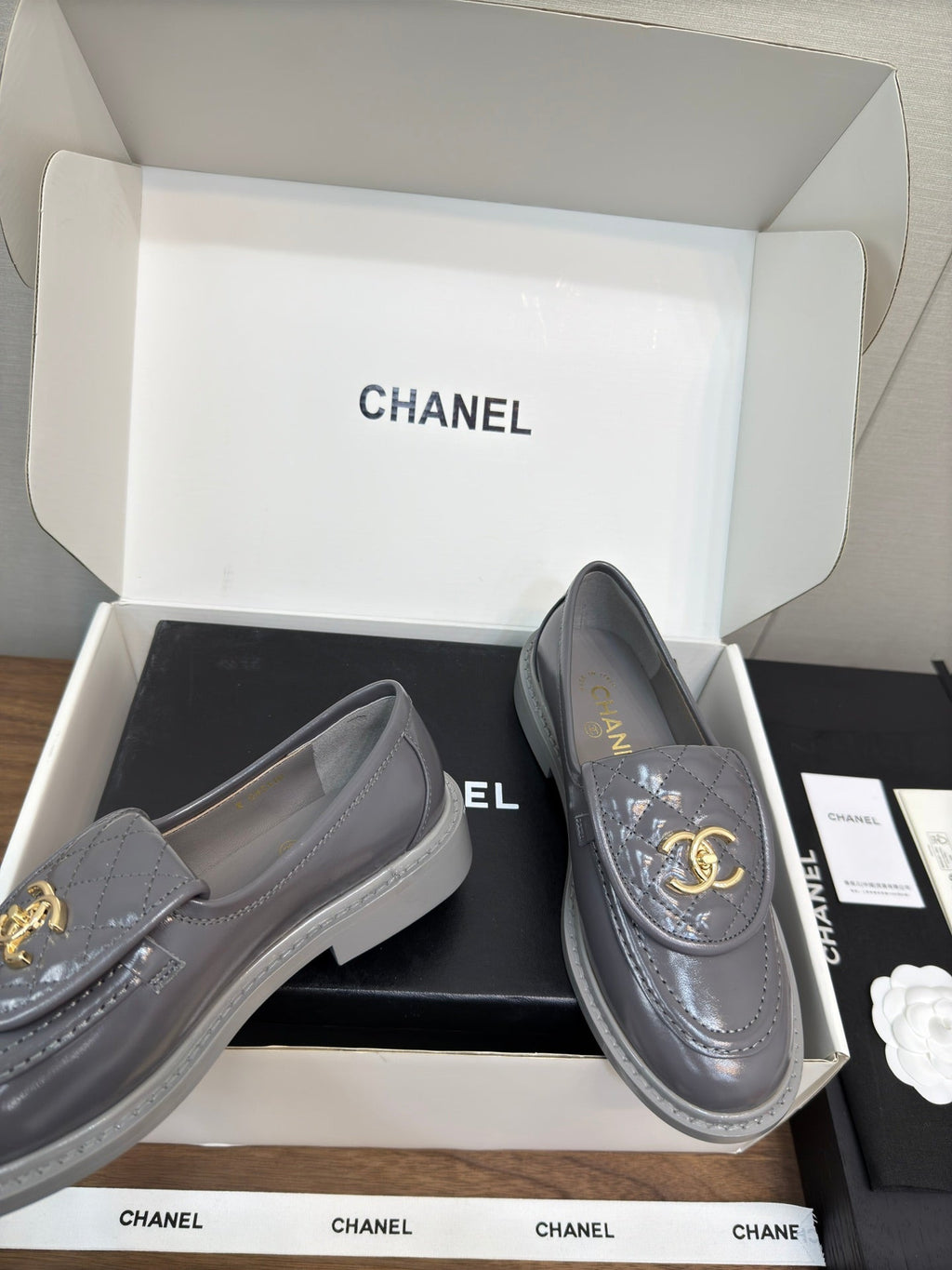 MOCCASIN 2.5 CM IN MOUSE GRAY PREMIUM LAMBSKIN