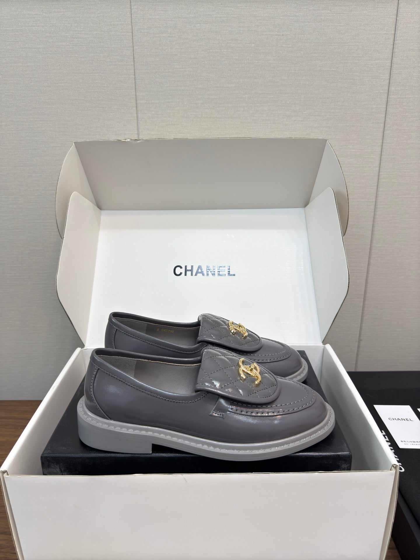 MOCCASIN 2.5 CM IN MOUSE GRAY PREMIUM LAMBSKIN