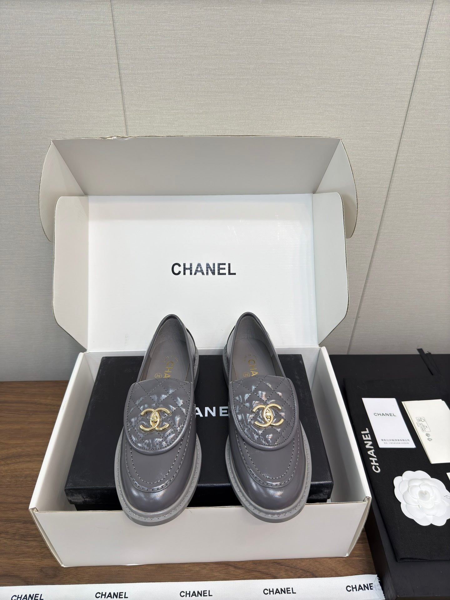 MOCCASIN 2.5 CM IN MOUSE GRAY PREMIUM LAMBSKIN