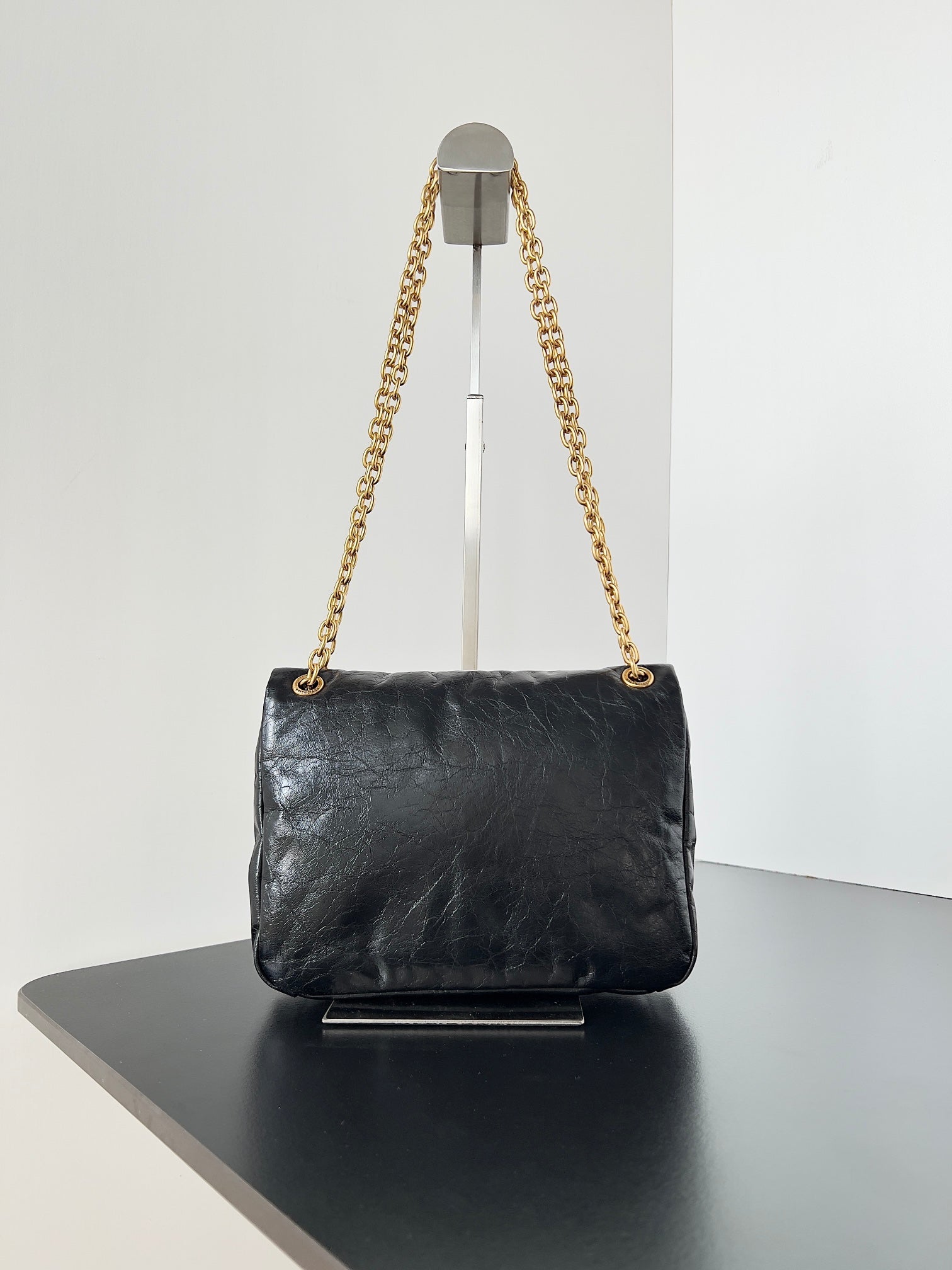 MONACO MINI BAG 25 IN BLACK ARENA CALFSKIN GOLD HARDWARE