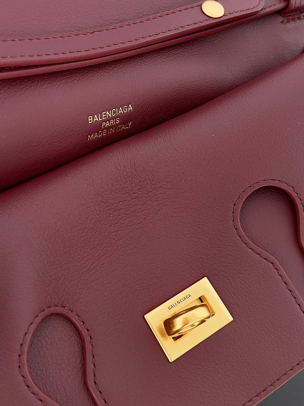 BEL AIR CLUTCH 27 IN BURGUNDY RED NAPPA LAMBSKIN GOLD HARDWARE