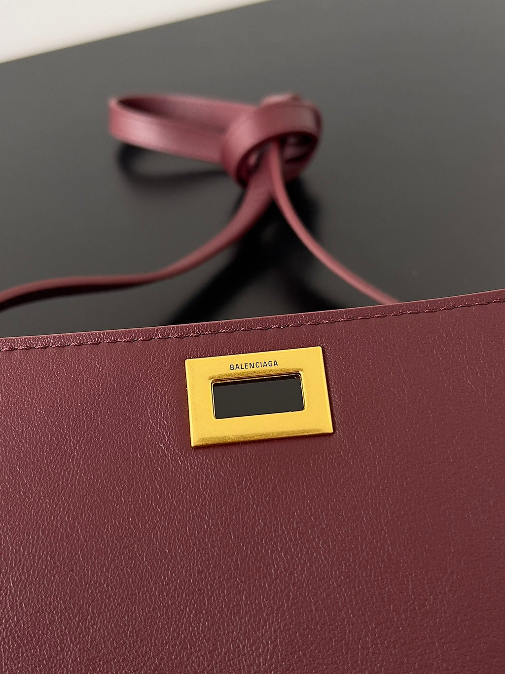 BEL AIR CLUTCH 27 IN BURGUNDY RED NAPPA LAMBSKIN GOLD HARDWARE