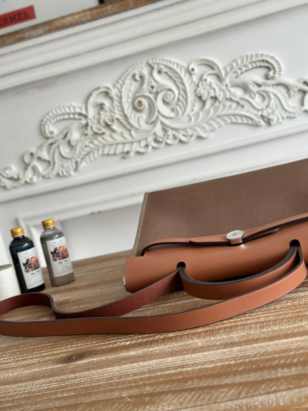 ZIP CABINE 31 BAG IN CHOCOLATE BROWN CANVAS AND BRONZE BROWN CALFSKIN