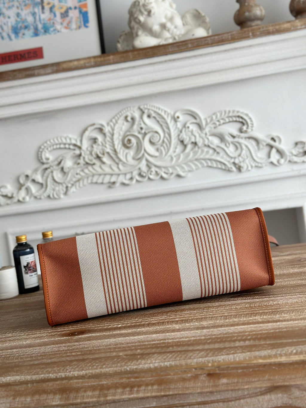 ZIP CABINE 31 BAG IN BRONZE BROWN MIX WHITE CANVAS AND CALFSKIN