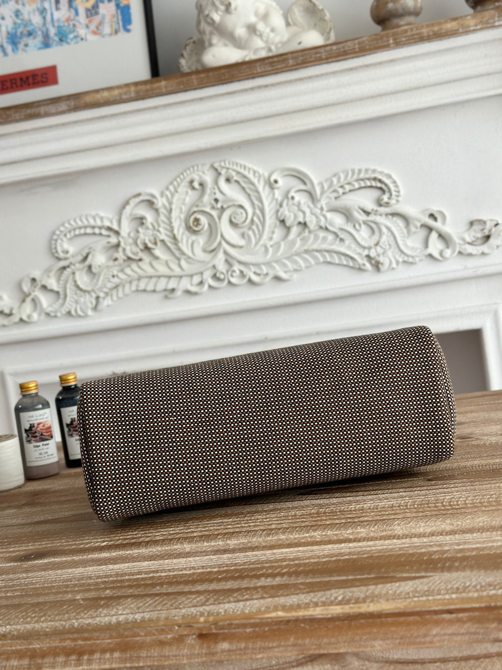 HERBAG MESSENGER 31 BAG IN DARK BROWN H VIKING CANVAS AND COWHIDE