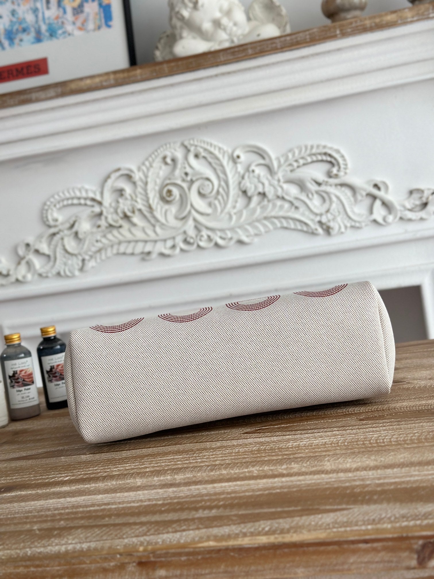 HERBAG ZIP 31 LAQUERED BAG IN OFF-WHITE MIX RED H PLUME CANVAS