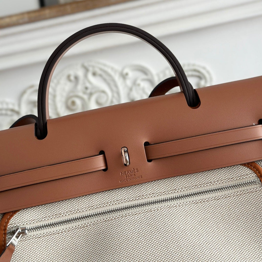 HERBAG ZIP 31 LAQUERED BAG IN OFF-WHITE MIX YELLOW H PLUME CANVAS