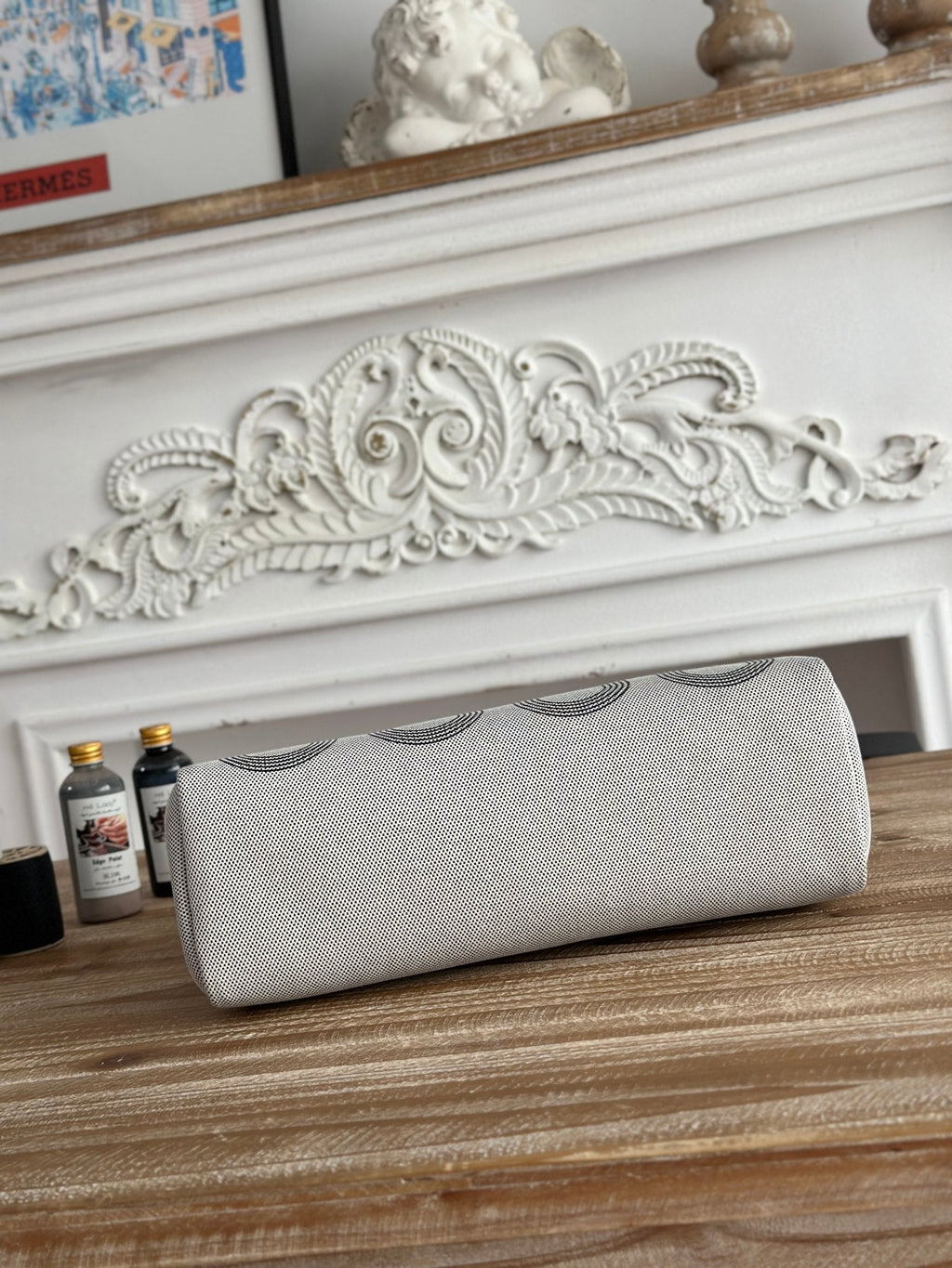 HERBAG ZIP 31 LAQUERED BAG IN OFF-WHITE MIX BLACK H PLUME CANVAS