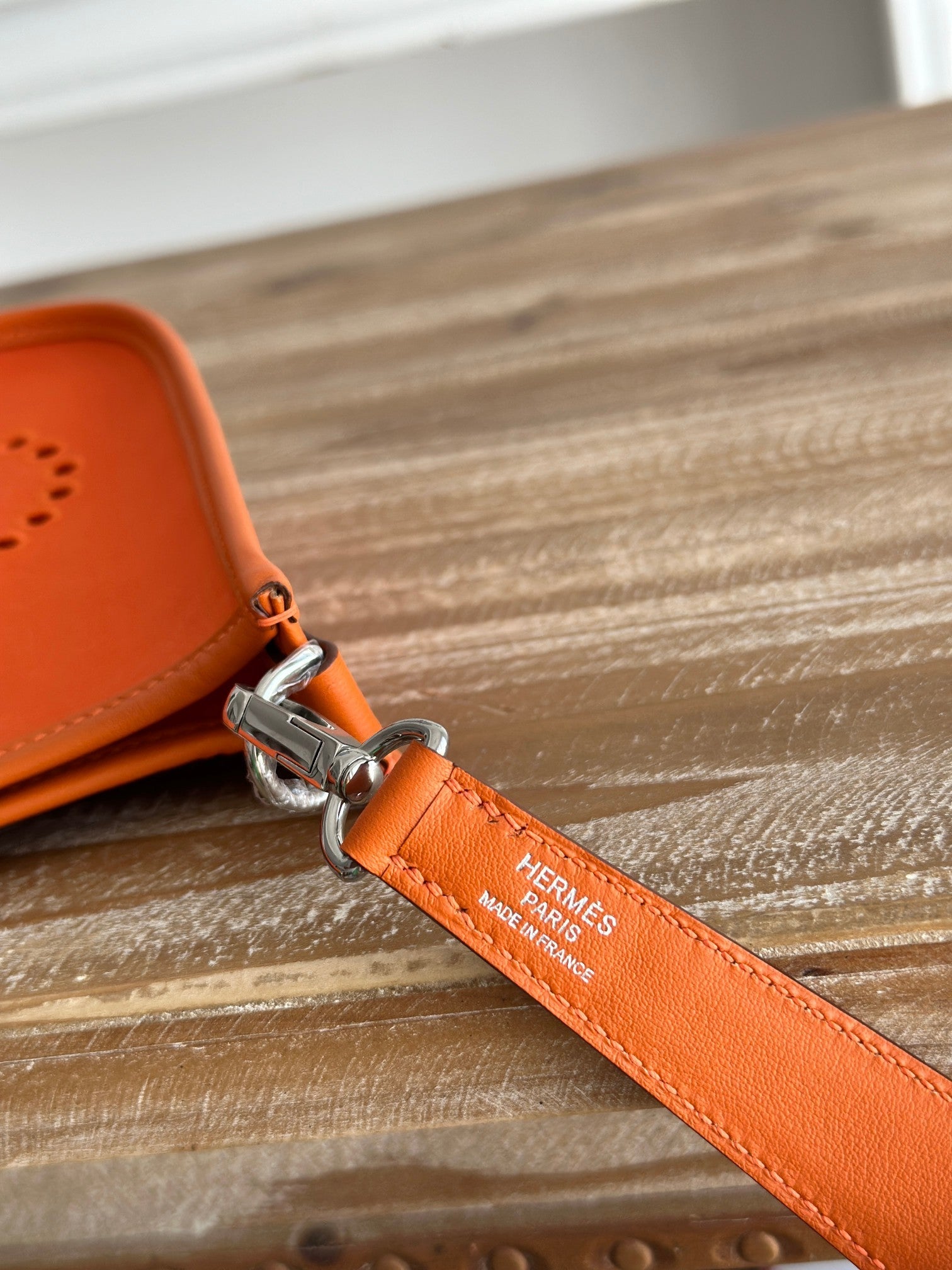 MINI NEO 17 EVELYNE BAG IN FIRE ORANGE CANVAS AND CALFSKIN