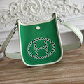 MINI NEO 17 EVELYNE BAG IN EMERALD GREEN CANVAS AND WHITE CALFSKIN