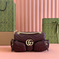 MARMONT SMALL MULTI-POCKET BAG 25 IN CURRANT RED CALFSKIN GOLD HARDWARE