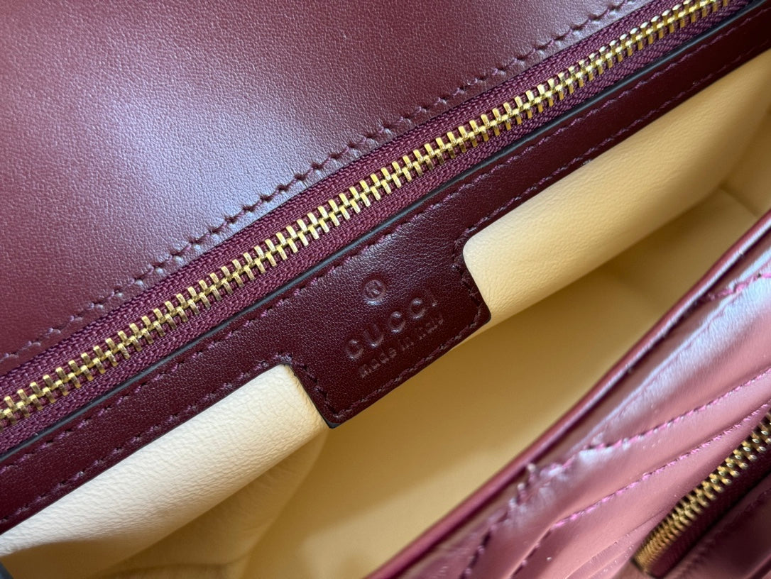 MARMONT SMALL MULTI-POCKET BAG 25 IN CURRANT RED CALFSKIN GOLD HARDWARE