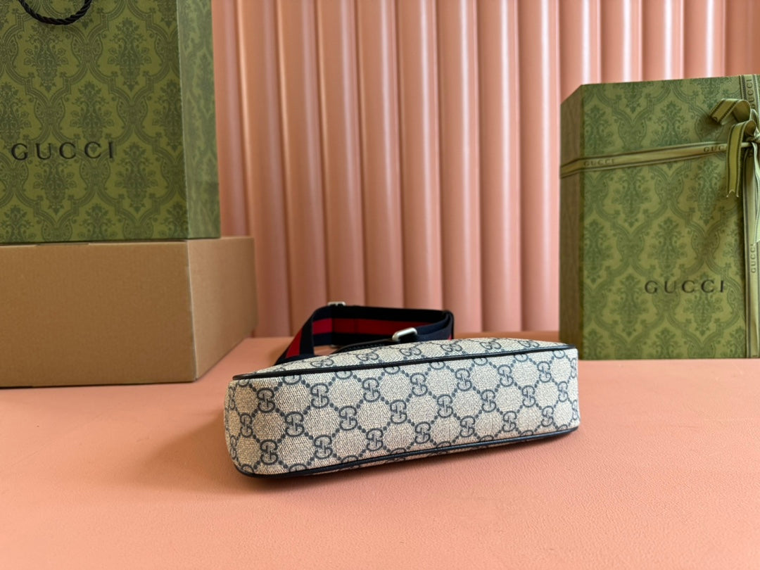 OPHIDIA SHOULDER BAG 25 IN GREY EBONY CANVAS AND BLACK LAMBSKIN SILVER HARDWARE