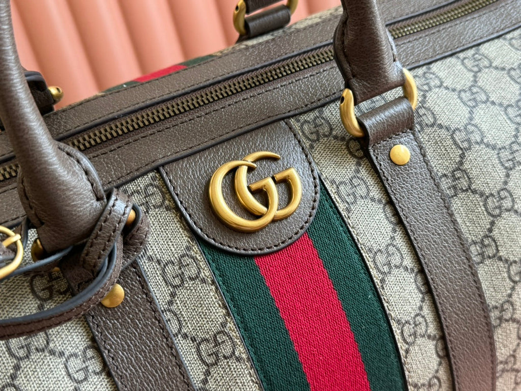 SAVOY MEDIUM DUFFLE BAG 44 IN BEIGE AND EBONY GG SUPREME CANVAS