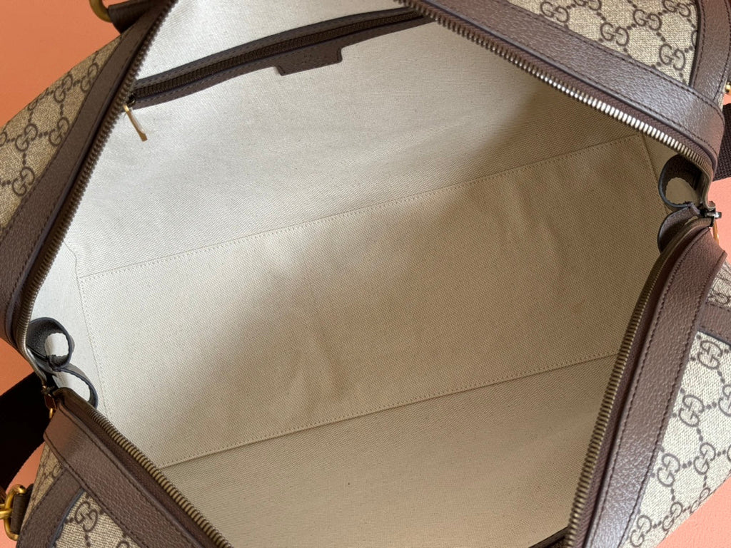 SAVOY MEDIUM DUFFLE BAG 44 IN BEIGE AND EBONY GG SUPREME CANVAS