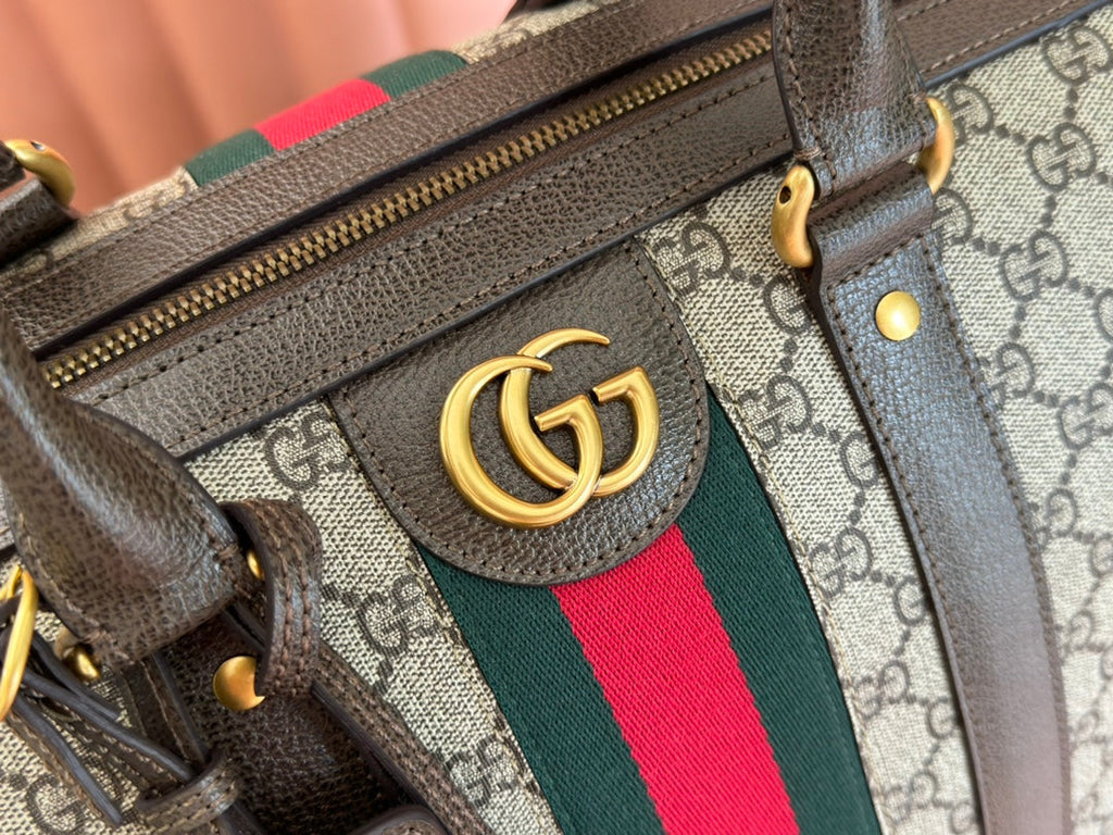 SAVOY LARGE DUFFLE BAG 50 IN BEIGE AND EBONY GG SUPREME CANVAS