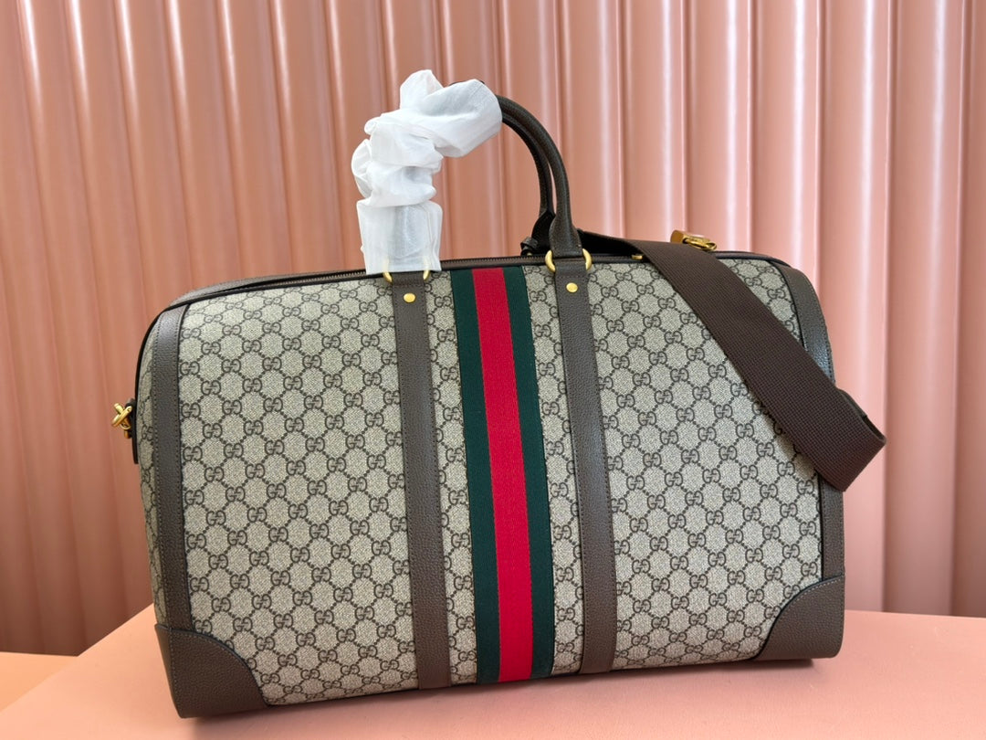 SAVOY LARGE DUFFLE BAG 50 IN BEIGE AND EBONY GG SUPREME CANVAS