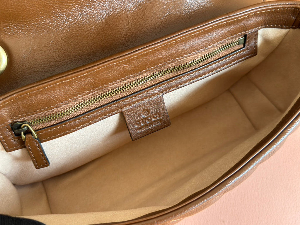 MARMONT MEDIUM SHOULDER BAG  26 IN BROWN MATELASSE CHEVRON LAMBSKIN