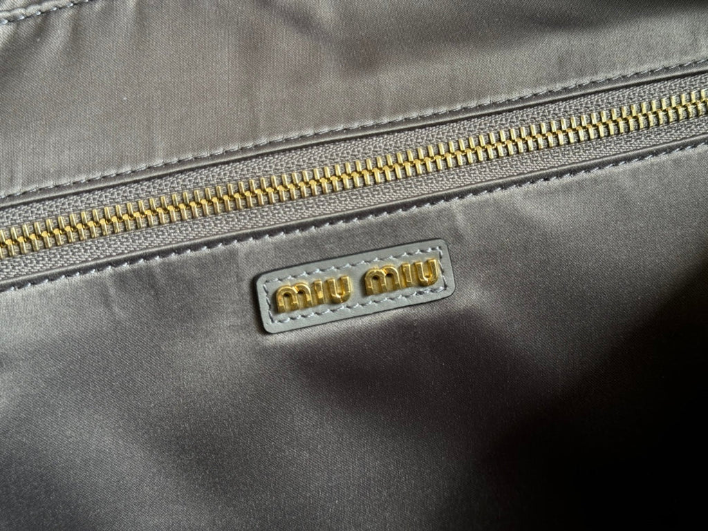 BEAU TOP HANDLE BAG 34 IN DARK GREY SMOOTH CALFSKIN