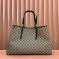 GUCCI 25S EMBLEM LARGE BAG 46 IN DARK BROWN AND BLACK CALFSKIN