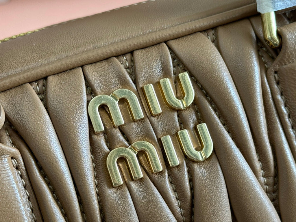 ARCADIE MATELASSÉ BAG 27 IN SEPIA BROWN CALFSKIN GOLD HARDWARE