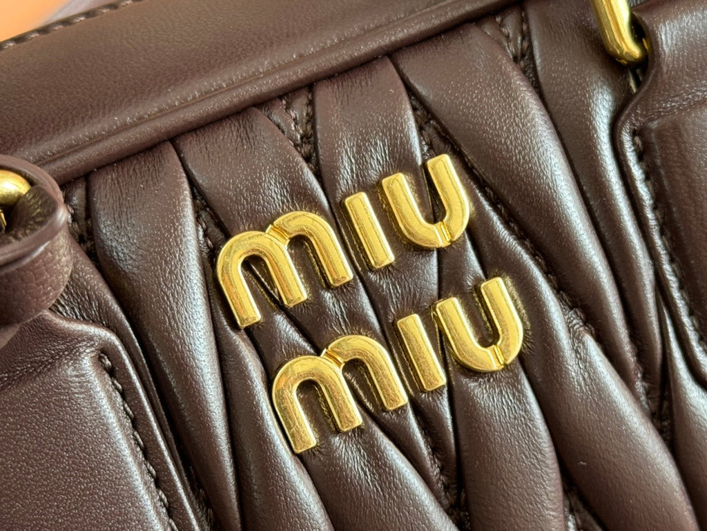 ARCADIE MATELASSÉ BAG 22 IN CONGO BROWN CALFSKIN GOLD HARDWARE