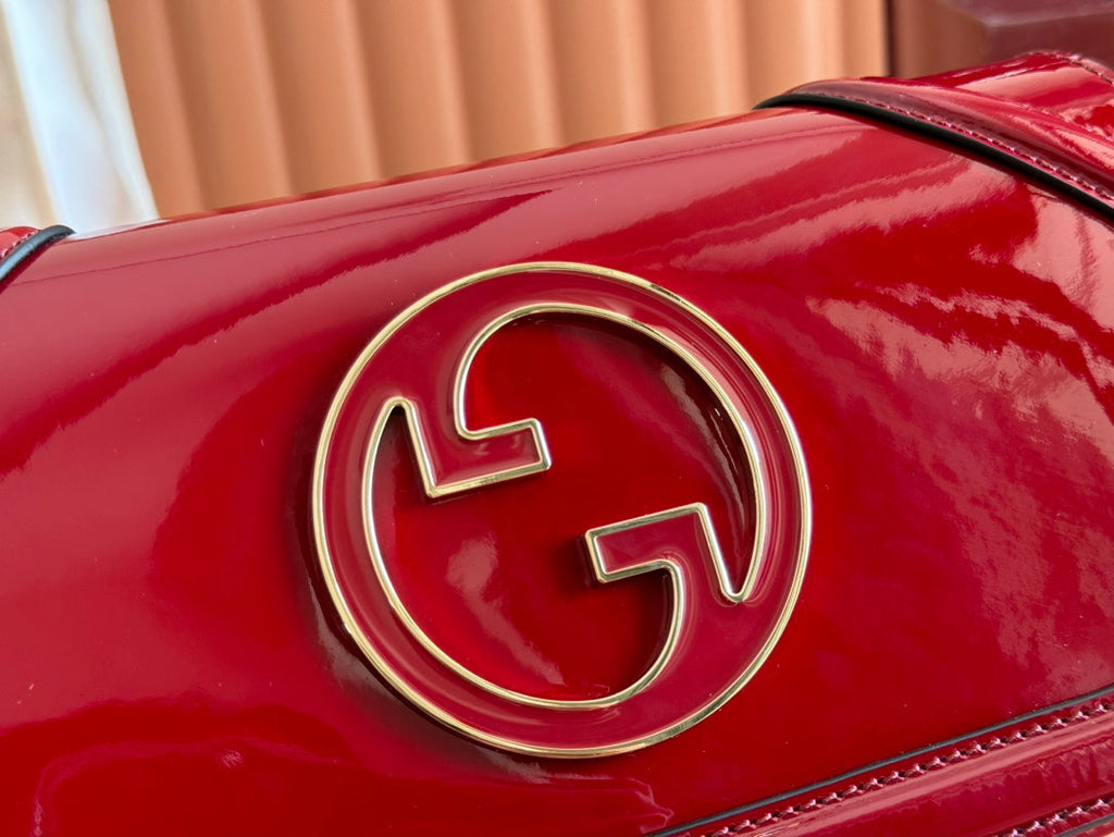 LARGE BLONDIE SHOULDER BAG 29.5 IN RED PATENT CALFSKIN