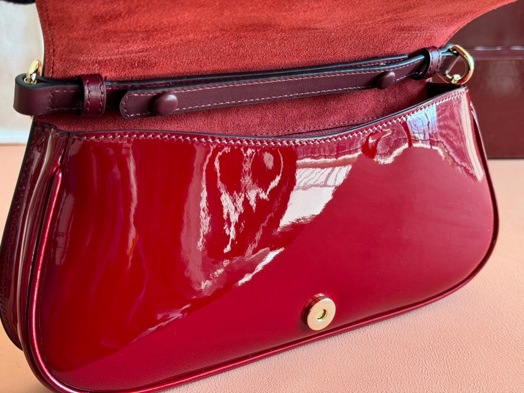 LARGE BLONDIE SHOULDER BAG 29.5 IN RED PATENT CALFSKIN