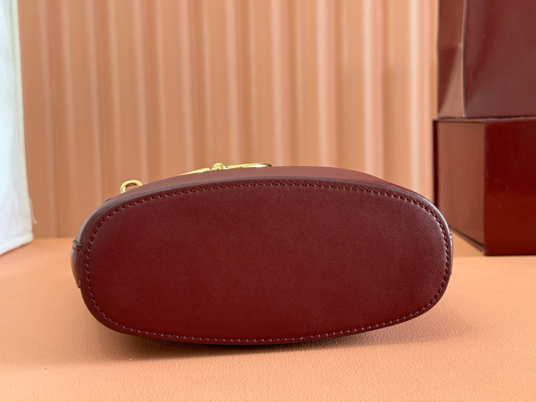 73 SMALL BUCKET BAG 20 IN ROSSO ANCORA RED SMOOTH CALFSKIN