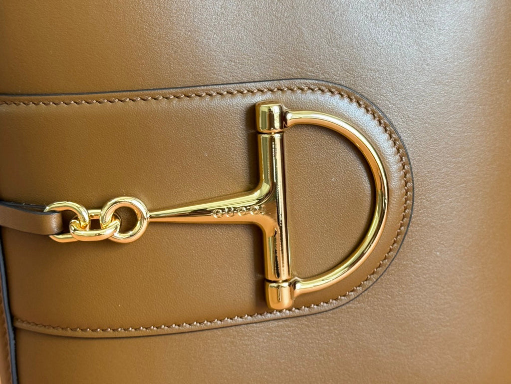 73 SMALL BUCKET BAG 20 IN BROWN SMOOTH CALFSKIN