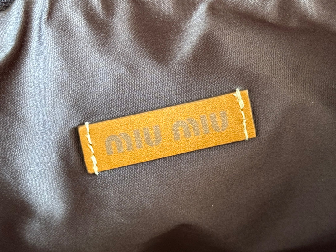 CROCHET SHOULDER BAG 25.5 COLORFUL WOOL WITH BROWN STRAP CALFSKIN