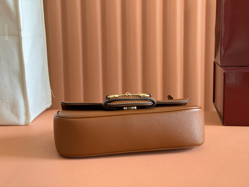 SMALL HORSEBIT 1955 SHOULDER BAG 22.6 IN BROWN CALFSKIN