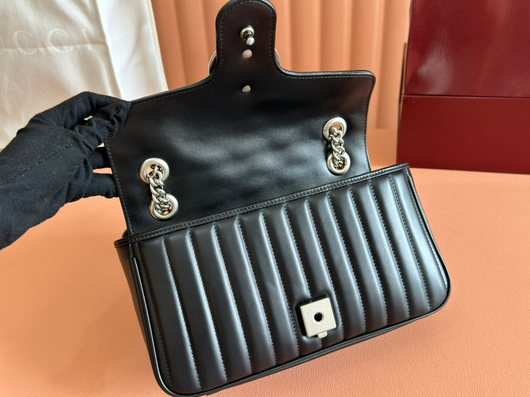 MARMONT SMALL SHOULDER BAG 26 IN BLACK LAMBSKIN