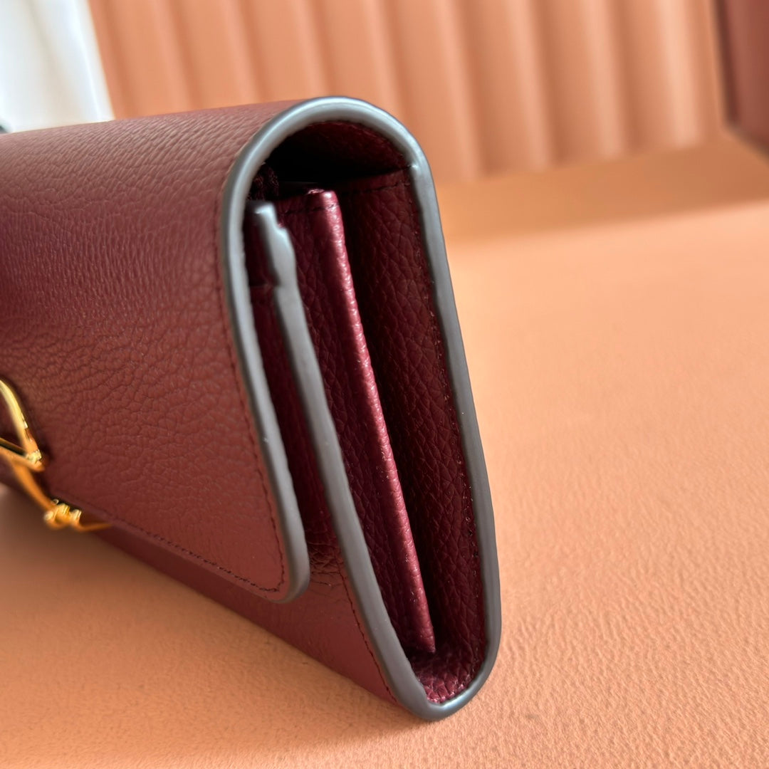 SOFTBIT CONTINENTAL WALLET 19 IN ROSSO ANCORA RED CALFSKIN GOLD HARDWARE