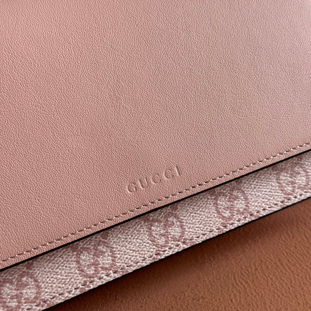 EMBLEM WALLET ON CHAIN 20 IN LIGHT PINK SMOOTH CALFSKIN
