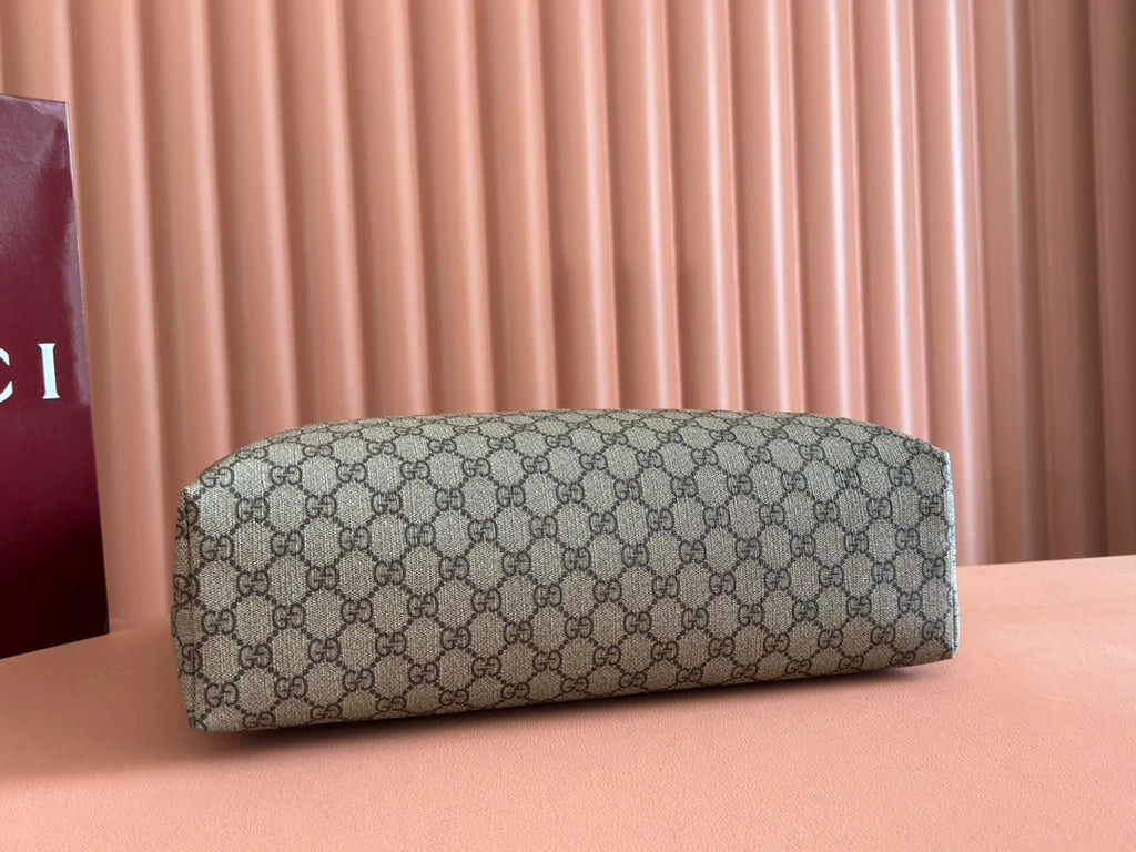 MEDIUM TOTE BAG 38 IN BEIGE AND BROWN GG COATED FABRIC WHITE CALFSKIN