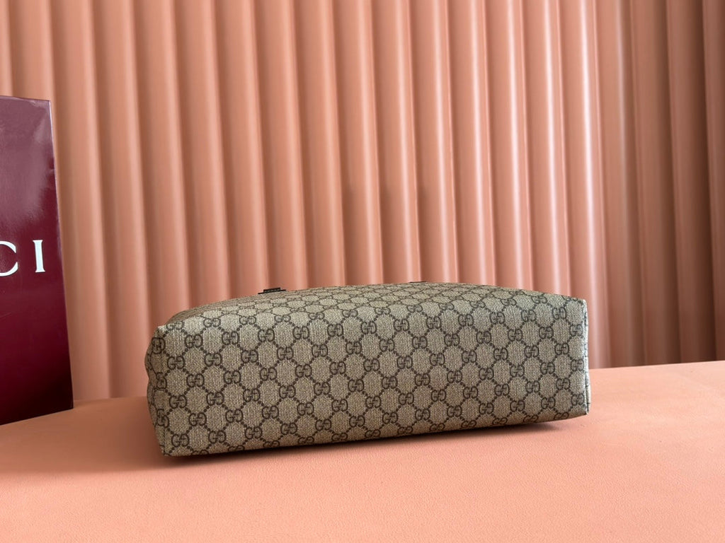 MEDIUM TOTE BAG 38 IN BEIGE AND BROWN GG COATED FABRIC PINK CALFSKIN