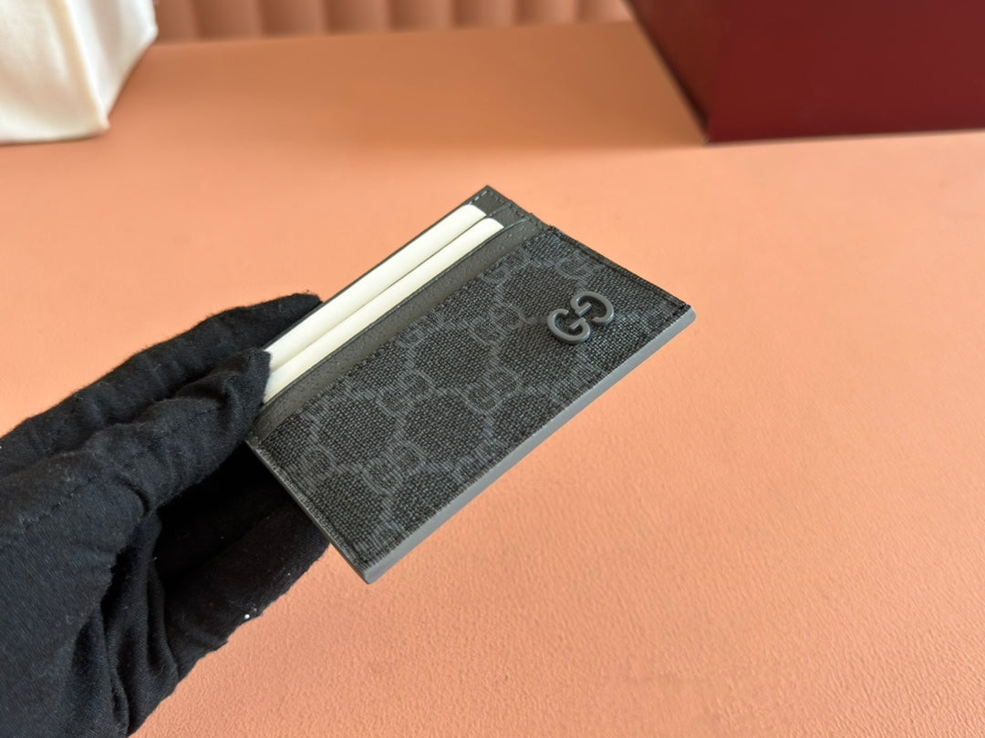 GG CARD CASE 10 IN GREY GG CALFSKIN