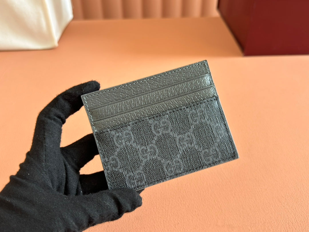 GG CARD CASE 10 IN GREY GG CALFSKIN