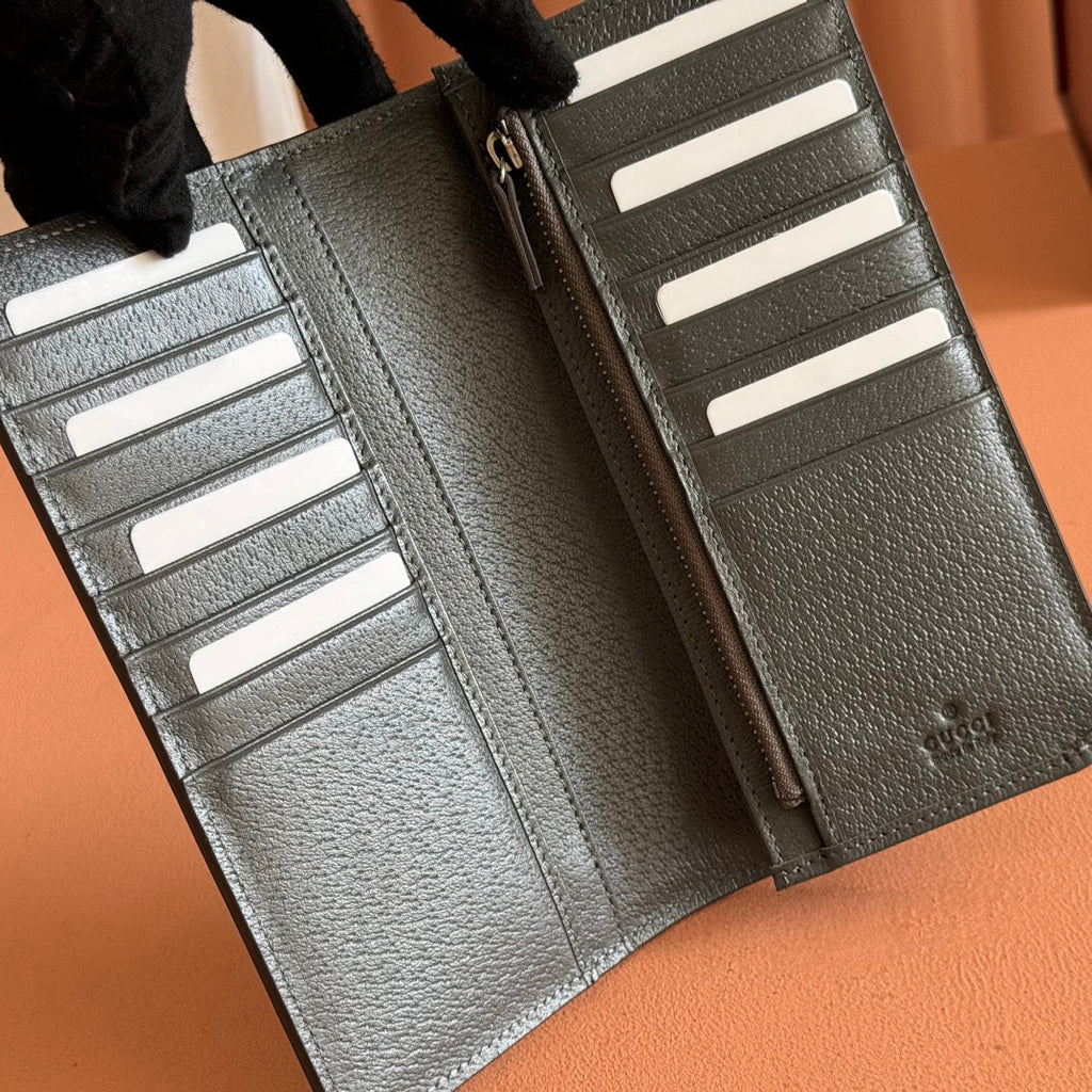 OPHIDIA CARD CASE 19 IN DARK GREY COATED FABRIC AND CALFSKIN