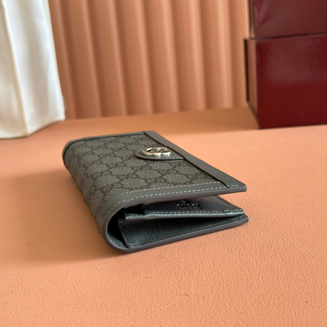 OPHIDIA CARD CASE 19 IN DARK GREY COATED FABRIC AND CALFSKIN