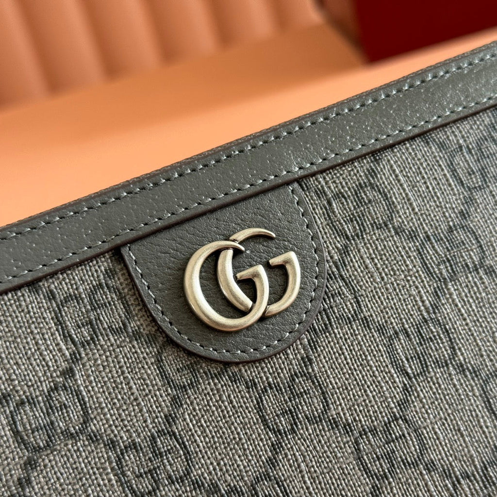 OPHIDIA ZIP AROUND WALLET 19 IN DARK GREY COATED FABRIC AND CALFSKIN