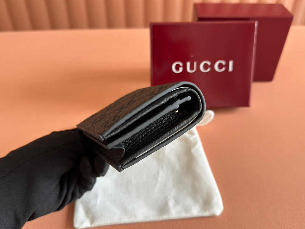 EMBLEM MINI WALLET 11 IN BLACK GG GRAINY CALFSKIN