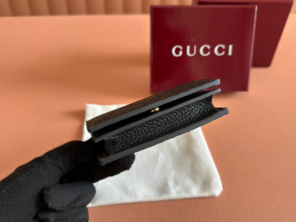 EMBLEM MINI WALLET 11 IN BLACK GG GRAINY CALFSKIN