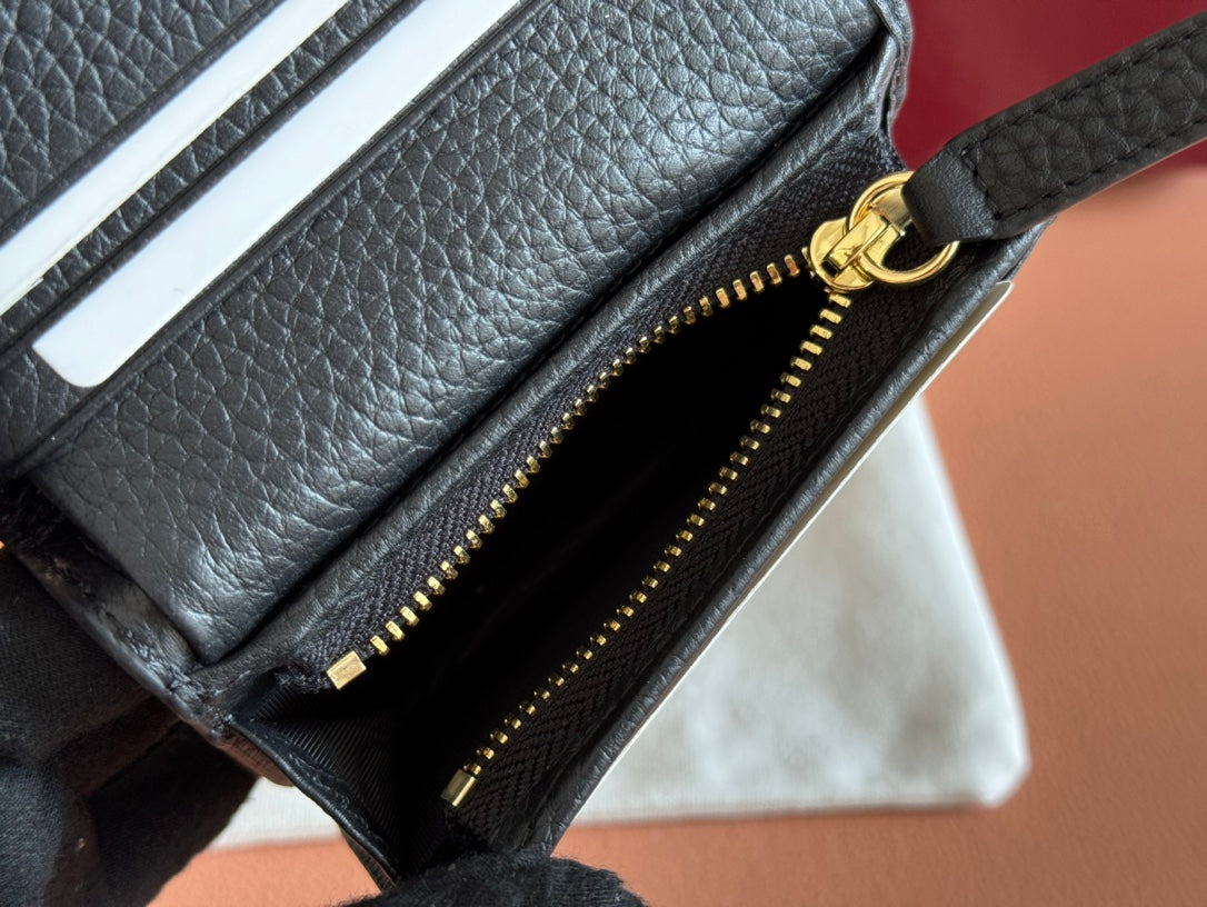 EMBLEM MINI WALLET 11 IN BLACK GG GRAINY CALFSKIN