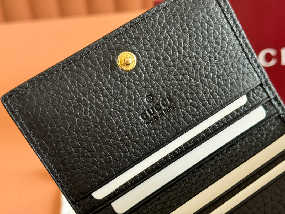 EMBLEM MINI WALLET 11 IN BLACK GG GRAINY CALFSKIN