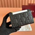 EMBLEM ZIP CARD CASE 13 IN BLACK GG GRAINY CALFSKIN