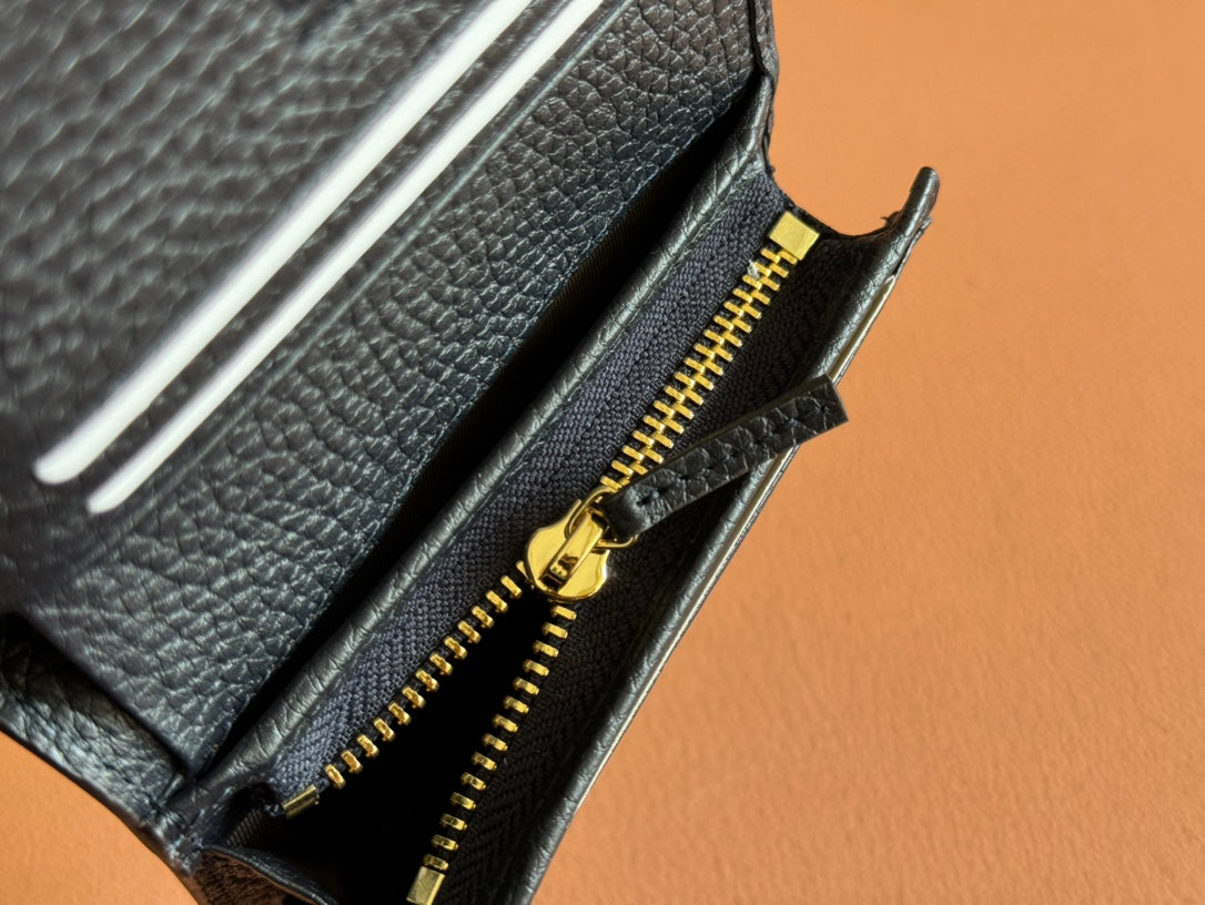 MARMONT BI-COLOUR CARD CASE WALLET 11 IN BLUE BEIGE EBONY GG CANVAS BLACK CALFSKIN